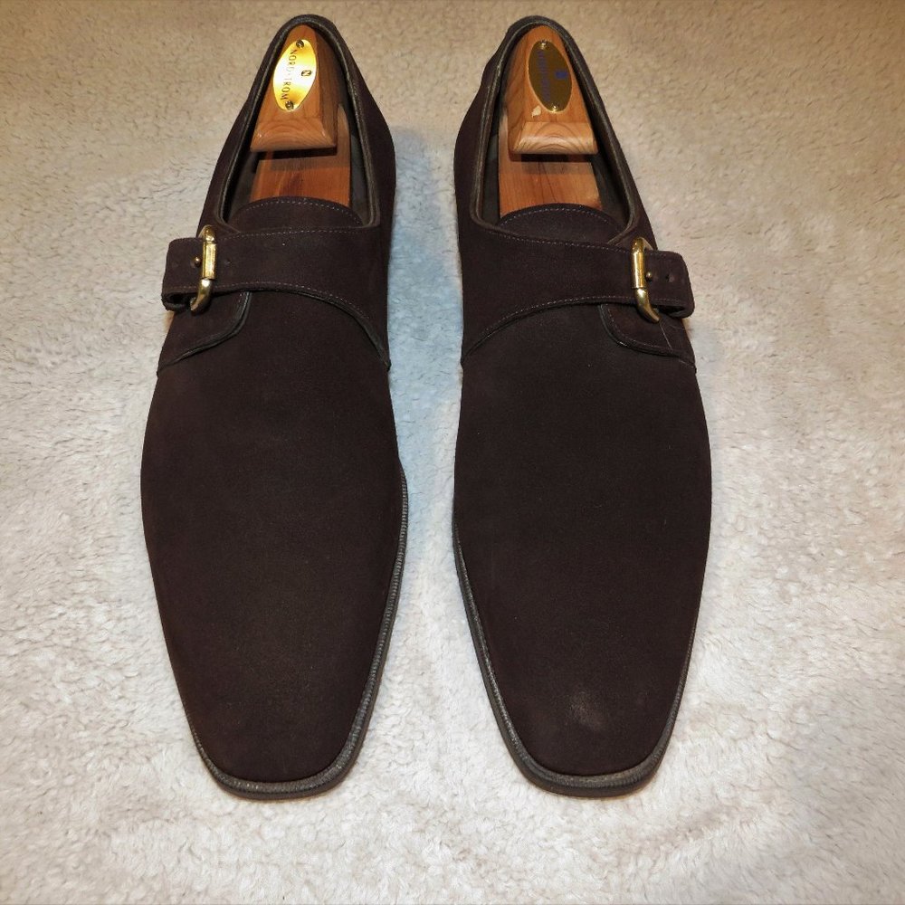 Edward Green Ralph Lauren Purple Label Brown Suede Monk Loafers 11.5 D 888 Last